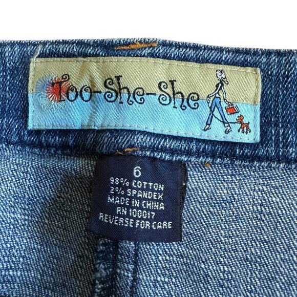 Too She She Skirt Womens Denim Plaid Trim Bow 6 Bohemian Whimsical Feminine - Picture 5 of 8